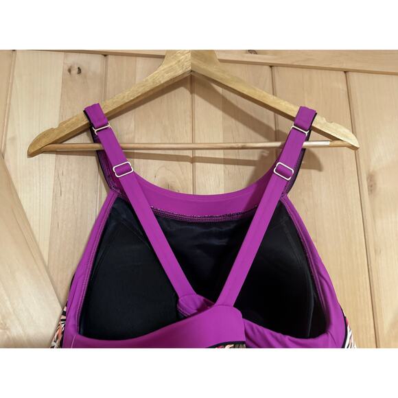 Land's End | NWT Tropical Print High Neck Swim Dress | Size 14W - Picture 6 of 11